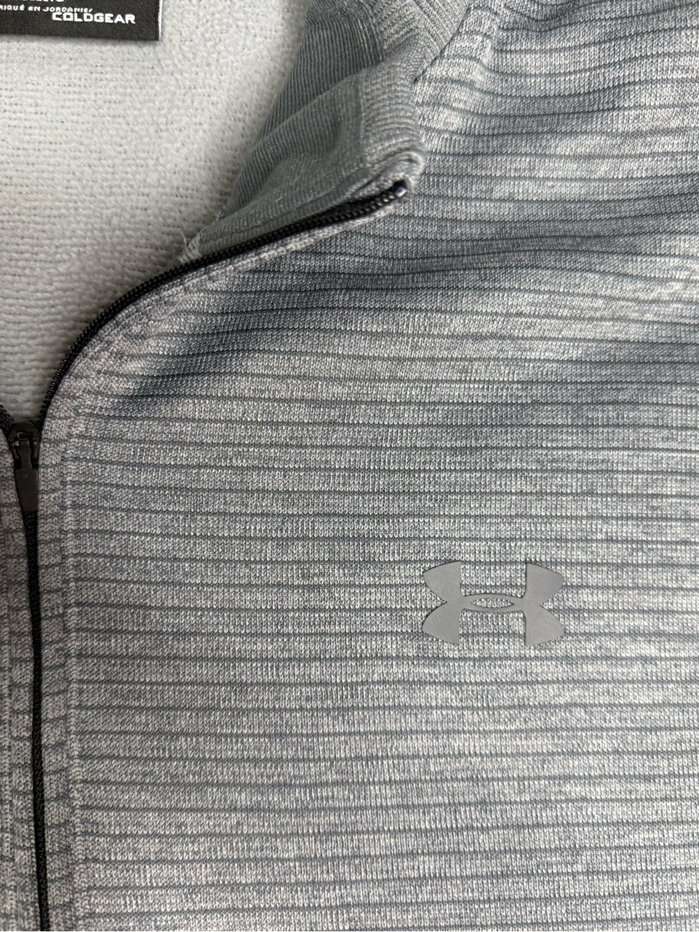 Under Armour ColdGear 1/4 Zip Pullover XXL Gray Stripe Athletic Sweatshirt - Picture 3 of 4